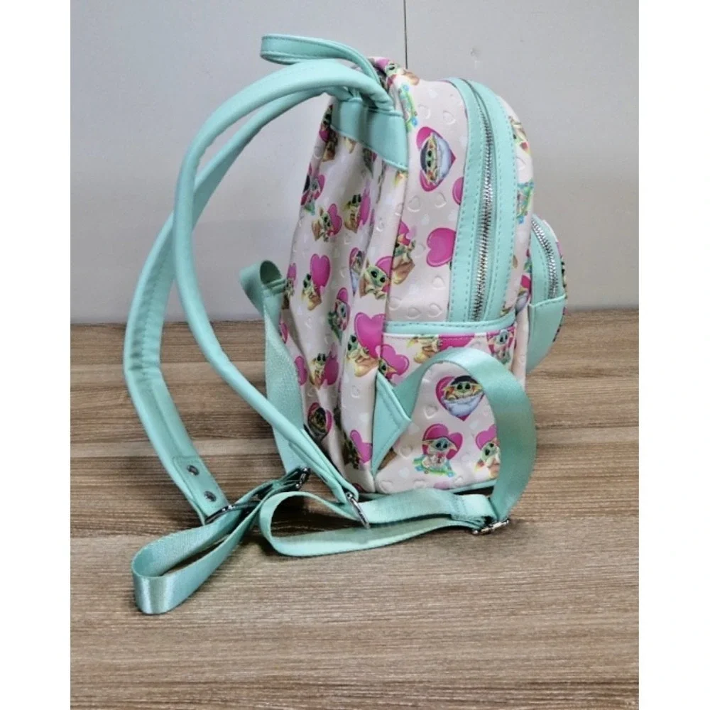 Star Wars Baby Yoda Grogu Heart Mini Backpack - Valentines Day Mint/Pink -  Used